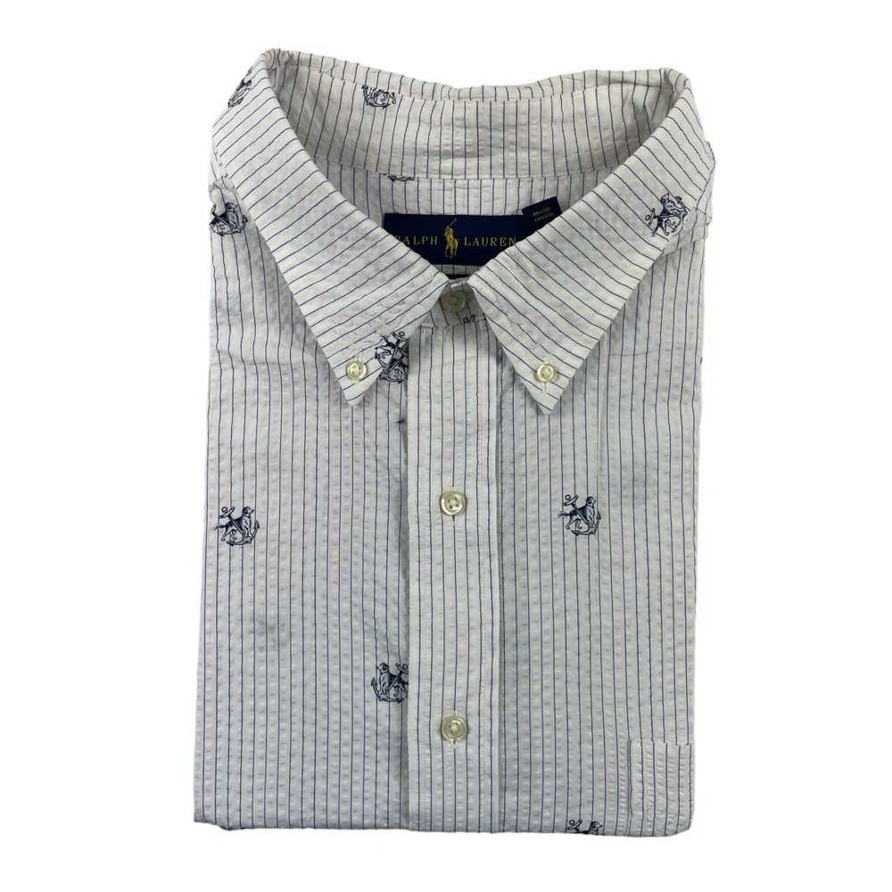 Polo Ralph Lauren Seersucker Nautical Sailing S/S Mens Button Front 2LT XXL